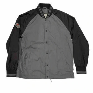 Roots 73 Hargrave bomber jacket Men’s Size Large Lightweight Snaps Black Grey